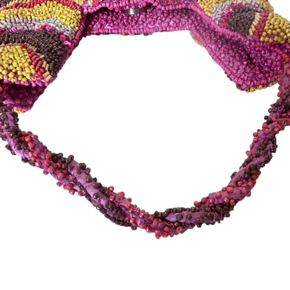 Beaded Shoulder Bag | Bright Bold Chevron Design